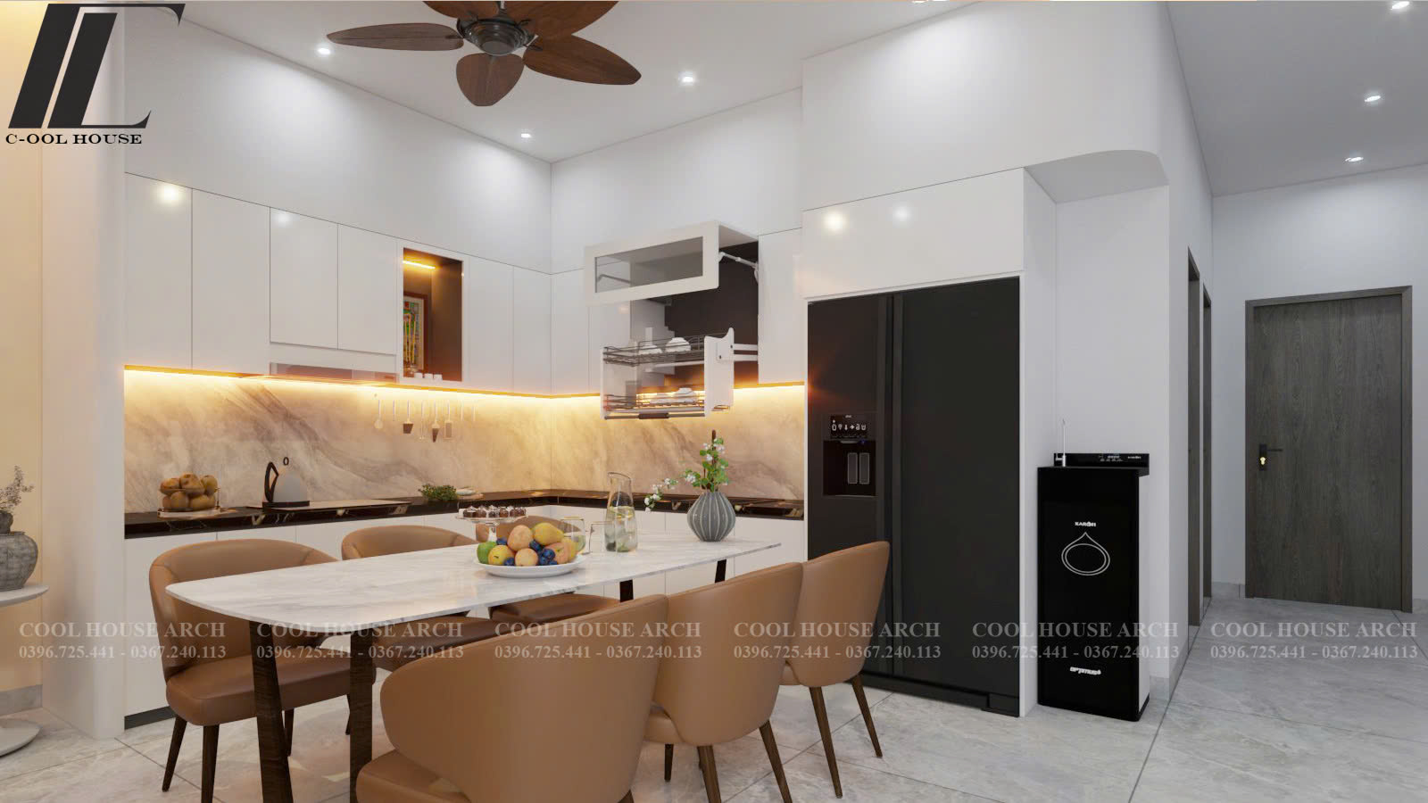 Phòng bếp mở liên thông phòng khách