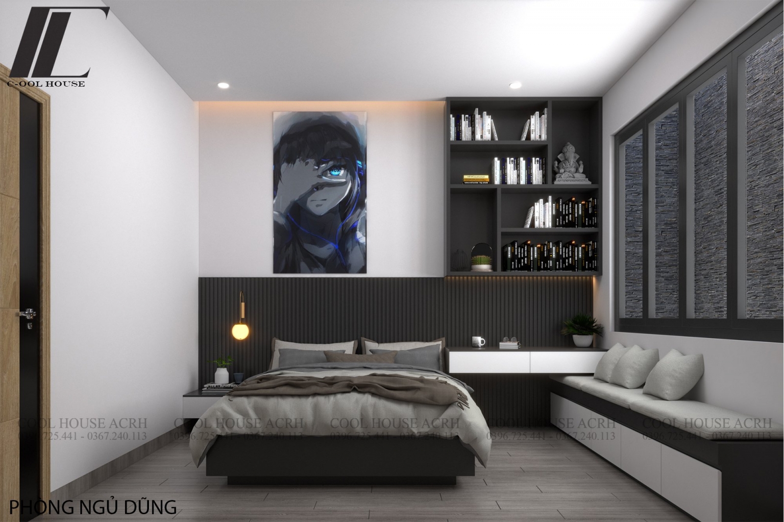 Không gian nội thất phòng ngủ con trai