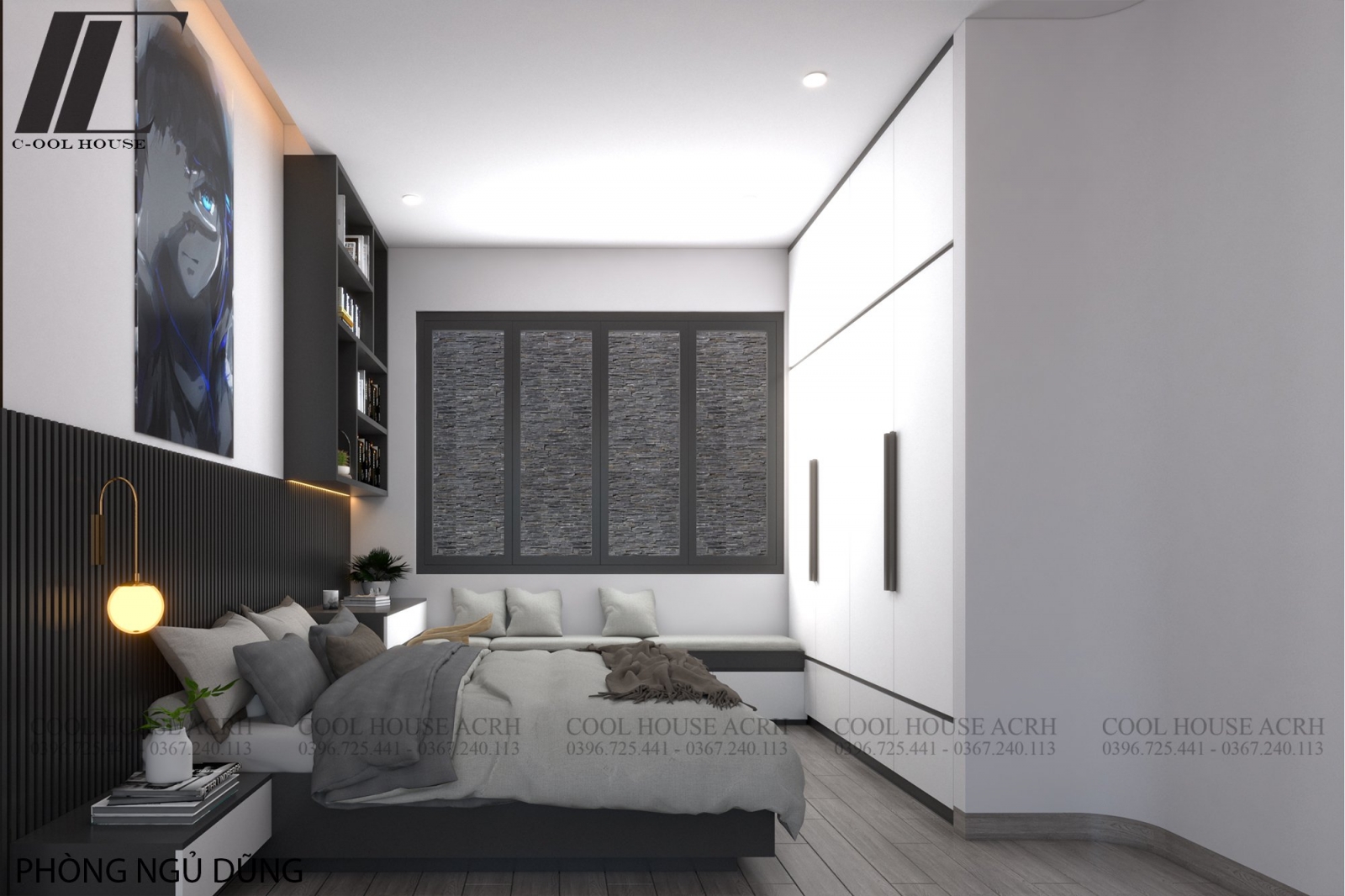 Không gian nội thất phòng ngủ con trai