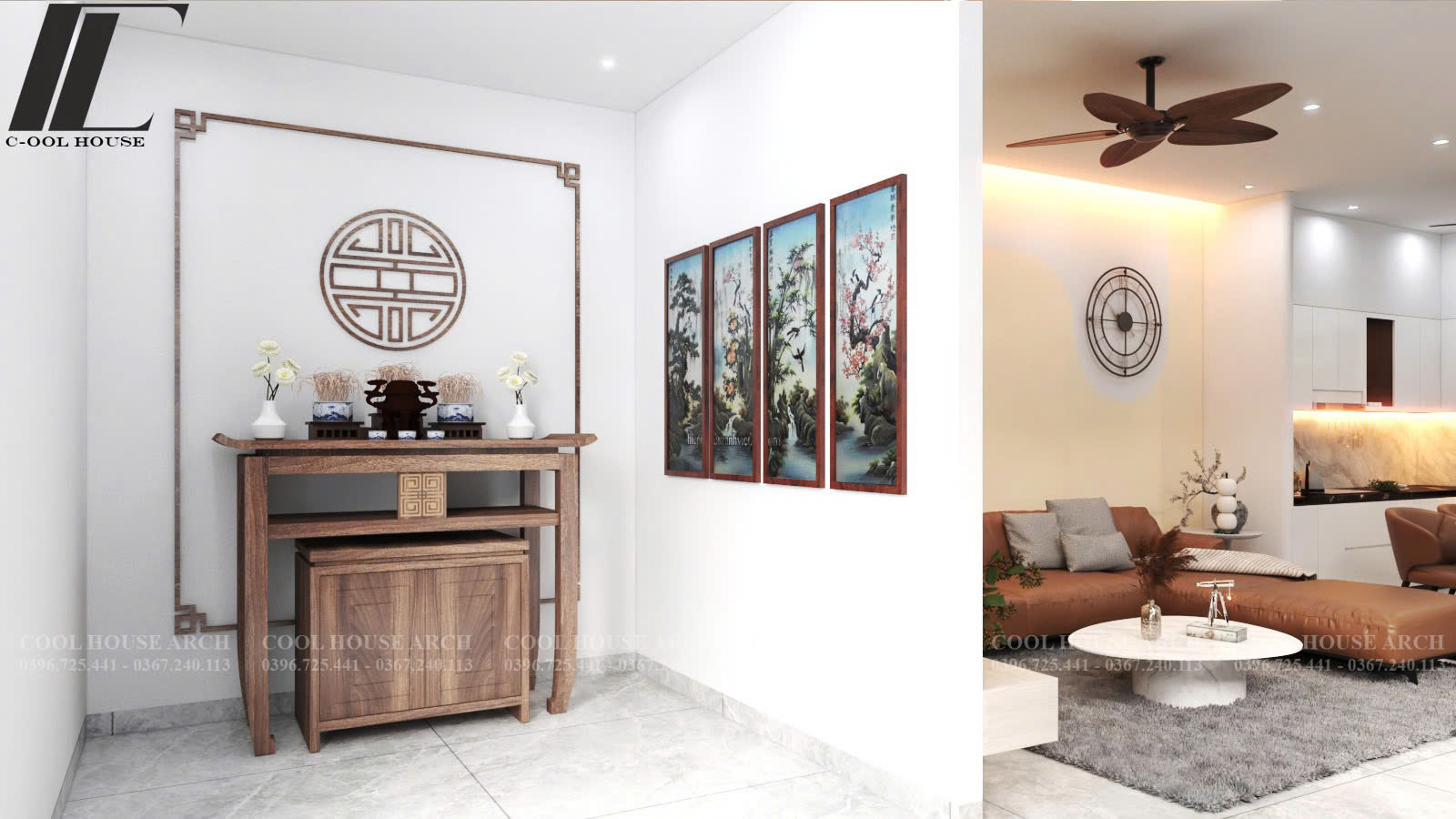 Phòng thờ nhà phố kết hợp hiện đại và truyền thống