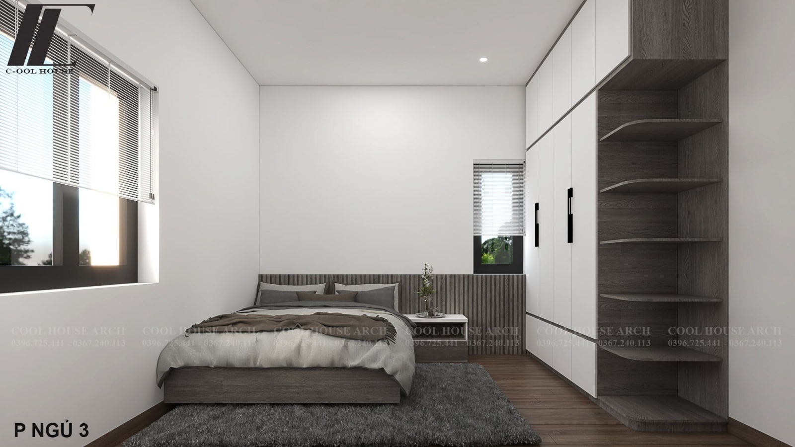 Phòng ngủ tối giản với nội thất hiện đại