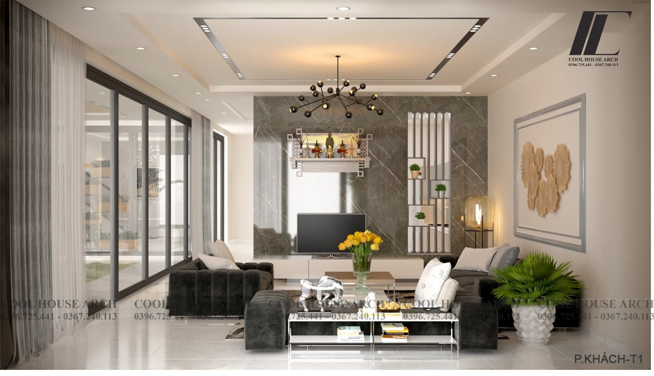 Nội thất phòng khách biệt thự hiện đại tại Đà Nẵng do Cool House thiết kế