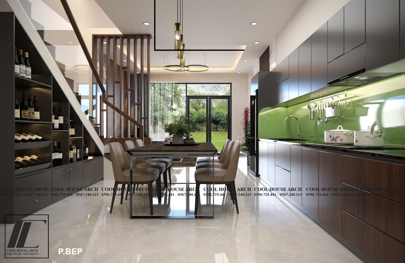 Khu bếp và phòng khách liên thông tận dụng ánh sáng tự nhiên – Cường’s House.