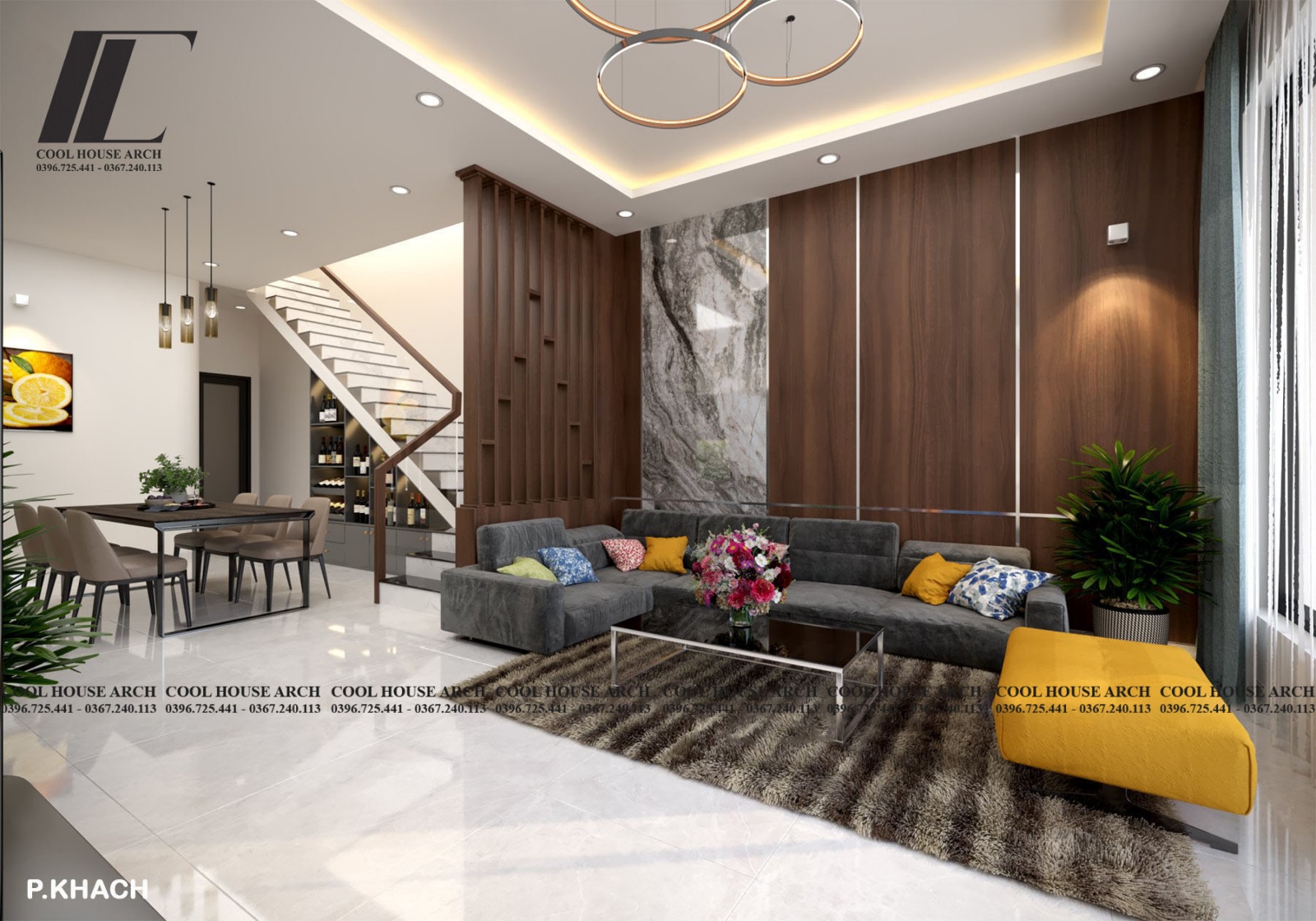 Phòng khách thiết kế mở với ánh sáng tự nhiên – Cường’s House, Cool House Đà Nẵng